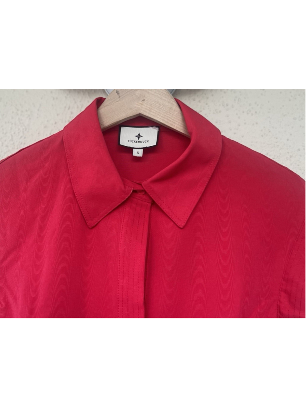 New Tuckernuck Red Chloe Midi Dress S No Belt Collared Moir Classic Elegant - Picture 9 of 13